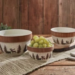 Park Designs Wilderness Trail Mixing Bowls Moose / Bear Pinetrees. Fixed Price $89.95.