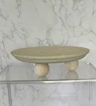 Dave Jenny Whitewash Mango Wood Board Serveware Tray Round Footed. Fixed Price $19.99.