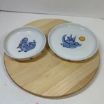 Vintage Ikea Smaskig Childs Bowl & Plate Set Dragon Purple Yellow 1999 16558. Fixed Price $21.98.