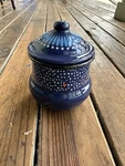 Folklore Enamel Wild & Wolf Sugar Bowl Lidded Blue. Fixed Price $28.50.