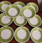 Syracuse China Fruit Dessert Bowl Set Of 11 Mcm Lime Green Stripe Syralite Retro. Fixed Price $32.95.