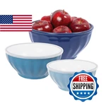 Oggi Set Of 3 Ribbed Mixing Bowls Lids - Nested Plastic For Kitchen. Fixed Price $32.46.