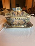 Ceramica Conimbriga Hand-painted Soup Tureen Set Floral Animal 4PC. Fixed Price $100.00.