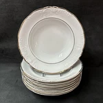 Royal Kent RKT17 Embossed White With Gold Trim Soup Bowl 1/8 Inches. Fixed Price $7.00.