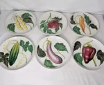 Vtg Italian Mancioli Salad Plates Handpainted Vegetables Set Of 6 Garden Italy. Fixed Price $92.93.