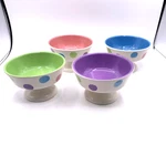 4 Polka Dots Ice Cream Pedestal Bowls White With Multicolor Century Brand. Fixed Price $34.99.