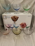 Set Of 6 Footed Dessert Bowls Sherbet Ball Stem Luigi Bormioli Gallerie Italy. Fixed Price $29.00.