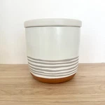 Hearth & Hand Stoneware Medium Striped Sour Cream Gray Canister 5.5" Tall Lid. Fixed Price $22.50.