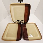 Set Of 3 Sango Eclipse Brown 4976 7.75 Square Stoneware Salad Plates. Fixed Price $20.99.