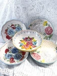 Rare! Htf Lot 5) Pioneer Woman Classic Charm Floral Pasta Bowls Textured 7.5. Fixed Price $44.95.