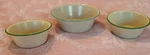 Vintage Lot Cream W/green Trin Enamelware Kitchen Bowls 1930S. Fixed Price $12.99.