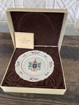 Mottahedeh Nelson Rockefeller Chinese Export Repro Plate Coggan Coat Of Arms Box. Fixed Price $85.00.