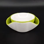 Joseph Chip & Dip Bowl Green White Snack Nut Melamine Serving 2 Pc. Fixed Price $12.26.