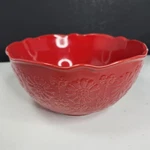 Pioneer Woman Red Serving Mixing Bowl Ree Drummond 10.5'" Scalloped Rim Floral. Fixed Price $22.99.