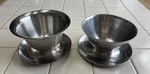 Vintage Vollrath 6206 & Japan Stainless Steel Bowls Attached Saucer. Fixed Price $24.00.