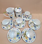 Vintage Schmid Design Folio Coffee Set 6 Cups Saucers, Creamer And Sugar Bowl. Fixed Price $25.00.