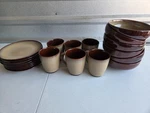 Sango Nova Brown 4933 Stoneware Set - 19 Pieces: Plates, Bowls, Mugs Exc. Fixed Price $80.00.