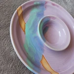 Mint Clay Party Snack Tray No Chips Dip Handmade Ceramic Round 10" 4" Bowl. Fixed Price $22.00.