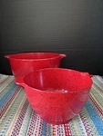 Zak Designs Confetti Red Melamine Mixing Bowl W/ Handle Pour Spout Set Of 2. Fixed Price $25.00.