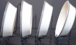 Mikasa L3606 Platinum Court Scroll Rim Fine China Set Of 4 Soup Bowls. Fixed Price $60.00.
