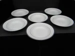 Wallace White Porcelain Rim Soup Chowder Bowls Set Of 6 Platinum Line Band. Fixed Price $42.48.