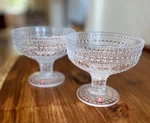 Iittala Kastehelmi Set Of 2 Footed Bowls 4" Clear Dewdrop Oiva Toikka 1964. Fixed Price $70.00.