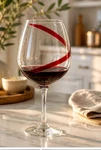 Pier 1 Red Swirl Wine Glass Large Balloon Bowl Hand Blown 9 Discontinued. Fixed Price $15.00.