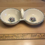 Home & Garden Party, Floral Condiments Double Dip Stoneware Granny Core. Fixed Price $15.00.