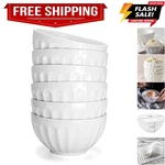 Set Of 6 Pcs 18 Ounce Porcelain Cereal Bowls White Fluted For Noodle.... Fixed Price $36.89.