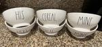 Rae Dunn Cereal Bowl Ceramic Artisan By Magenta His Hers Yum Mine Set 6. Fixed Price $35.00.