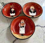 Certified International Waiters Dinner Is Served 9 Pasta/soup Bowl Set 3 Euc. Fixed Price $19.99.