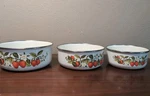 Vintage Enamel Strawberry Nesting Bowls 3 Piece Set Cottage Core Grandma. Fixed Price $25.00.