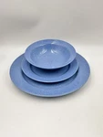 Signature Housewares Tablerock Stoneware 3 Pc Service Set Lt Blue Speckled White. Fixed Price $54.99.