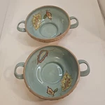 Vintage 2 Tracy Porter Pedestal Bowls With Double Handles Moss 6.5" Ks. Fixed Price $29.99.