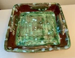 Vintage Cornwall England Art Pottery Signed 1995 Nest Brown Green 8". Fixed Price $30.00.