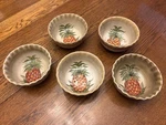 Five Soup Cereal Bowls Tropical Provencial Pineapple Tabletops Unlimited. Fixed Price $45.00.