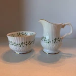 Trellis Shamrock (ribbed, Fluted) Creamer & Open Sugar Bowl By Royal Tara. Fixed Price $49.99.