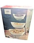B. Smith 3-TIER Appetizer Bowl Set White Porcelain With Iron Stand. Used. Fixed Price $24.00.