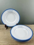4 American Atelier Home French Bistro 5182 Porcelain Rim Soup Bowls Blue/wh. Fixed Price $44.00.