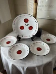 Crate & Barrel Pomodori Collection Pasta Bowl Set Made Portugal Discontinued. Fixed Price $225.00.