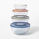 8PC Glass 4-BOWL Set With Lids: Mw W/o & Freezer Safe. Fixed Price $28.60.