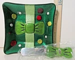 Glass Fusion By Demdaco Christmas Square Dish With Spreader Knife. Fixed Price $30.96.