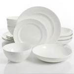 Gibson Elite Gracious Dining 16PC Bone China Double Bowl Dinnerware Set White. Fixed Price $136.22.