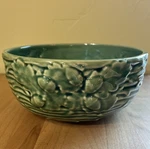 Vintage Bordallo Pinheiro Ceramic Acorns Oak Leaf Green Basket 8" Serving Bowl. Fixed Price $32.00.