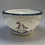 Handmade Studio Pottery Bowl With Sail Boats Signed Ppak 8 Wide Nautical Theme. Fixed Price $30.00.