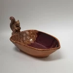 Nut Dish Squirrel Handle Brown Acorn Bowl Fall Dark Red Ceramic Shiney Fun. Fixed Price $29.99.