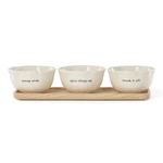 Kate Spade New York Serveware 3-PIECE Dip Bowls Tray Set Porcelain Wood White Br. Fixed Price $96.12.
