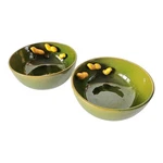 Vintage Mcm Novelty 3D Peanut Snack Bowls Green Glazed Ceramic Portugal Set Of 2. Fixed Price $24.99.