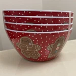 St. Nicholas Square Gingerbread Men Designed 4 Pack Of Melamine Cereal Bowls. Fixed Price $26.24.
