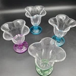 Set 4 Glass Dessert Cups Color Stem Ice Cream Sundae Parfait Bowls. Fixed Price $25.49.